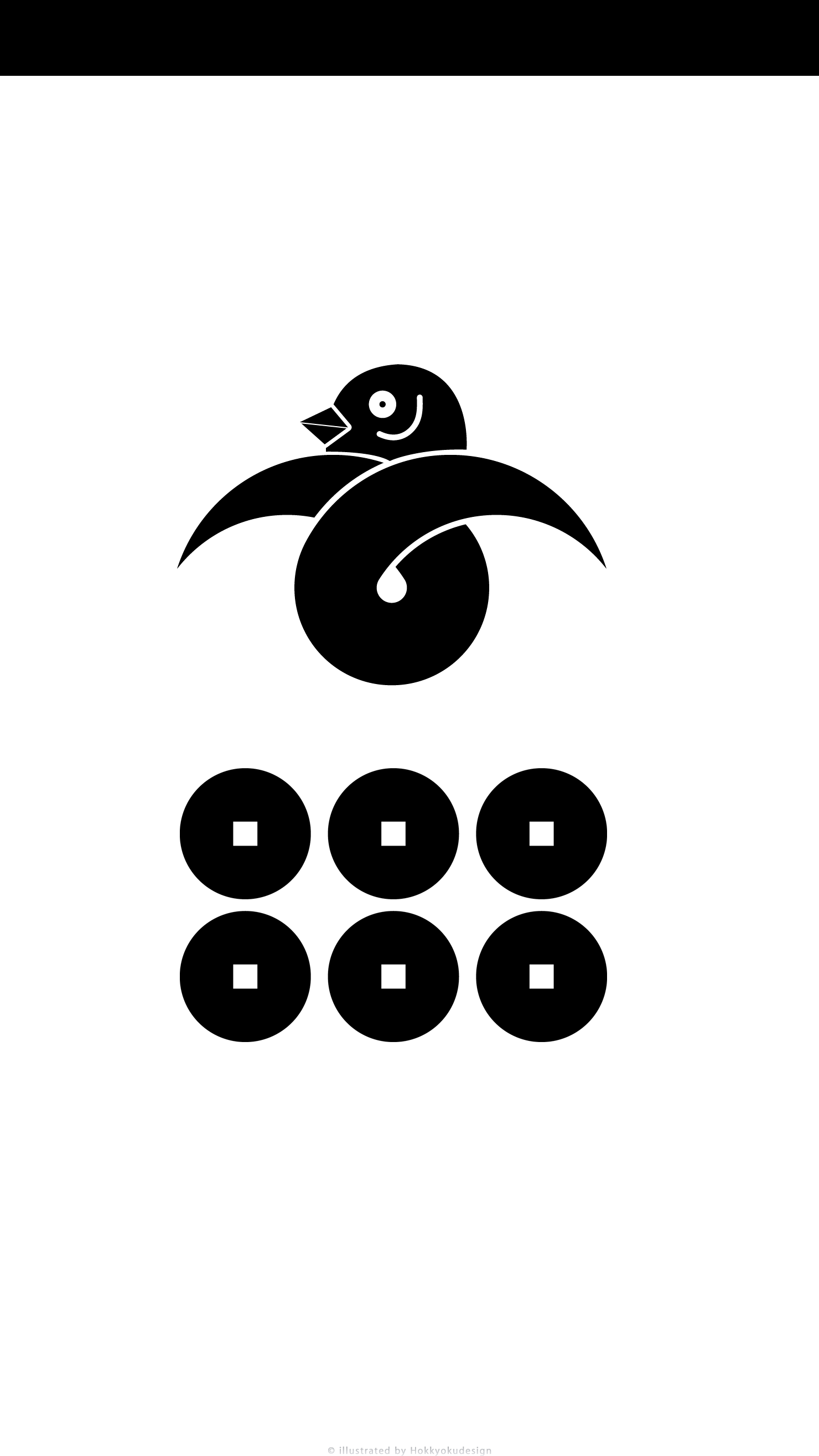 六文銭と結び雁金・白背景黒家紋／小の壁紙