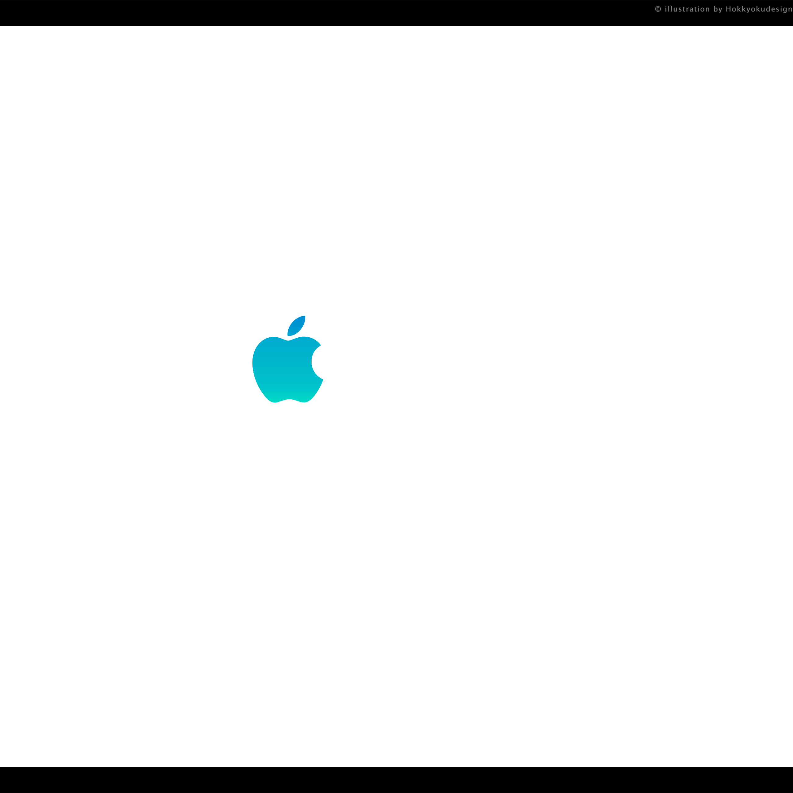 ドックが消える壁紙　Blue Apple white