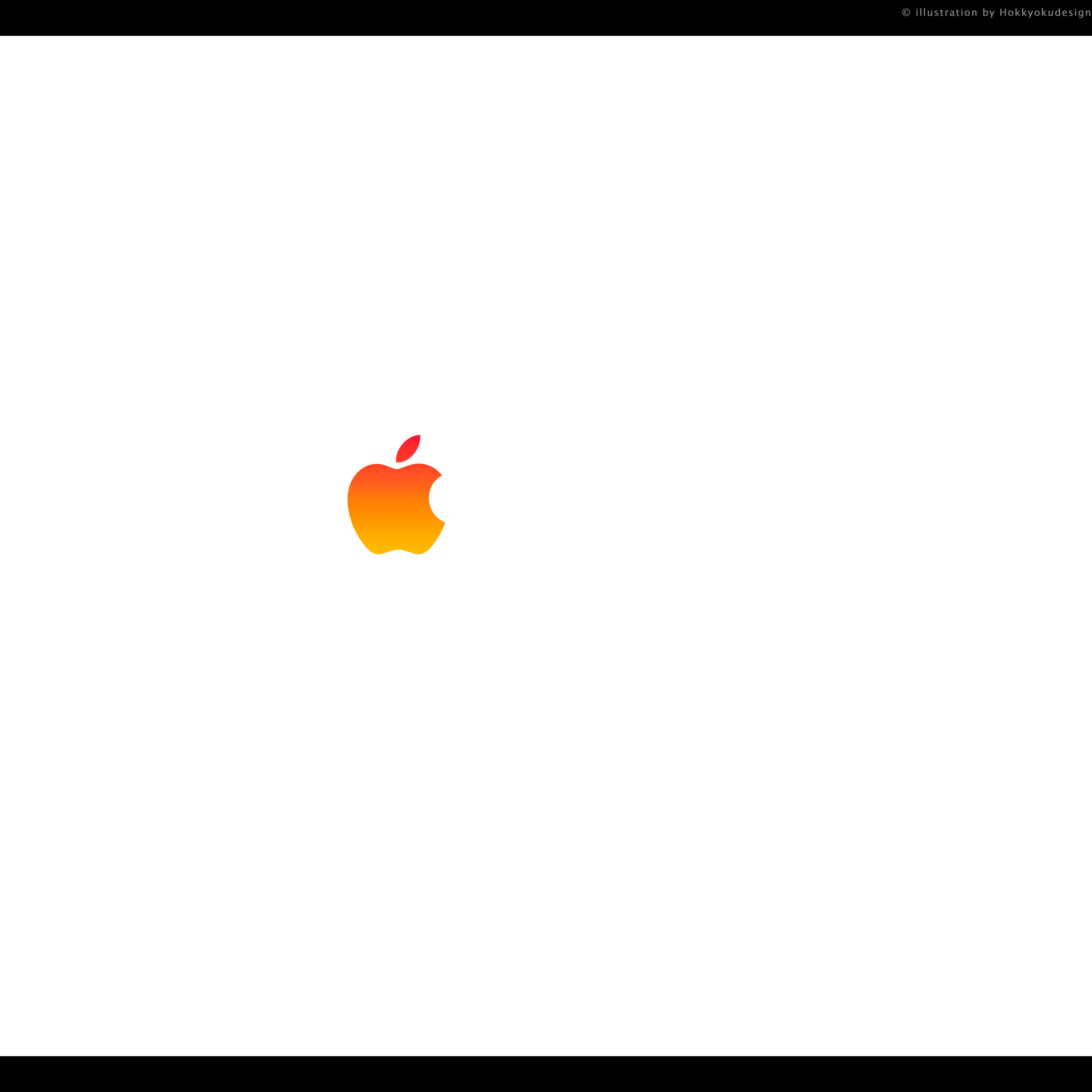 ドックが消える壁紙　Orange Apple white