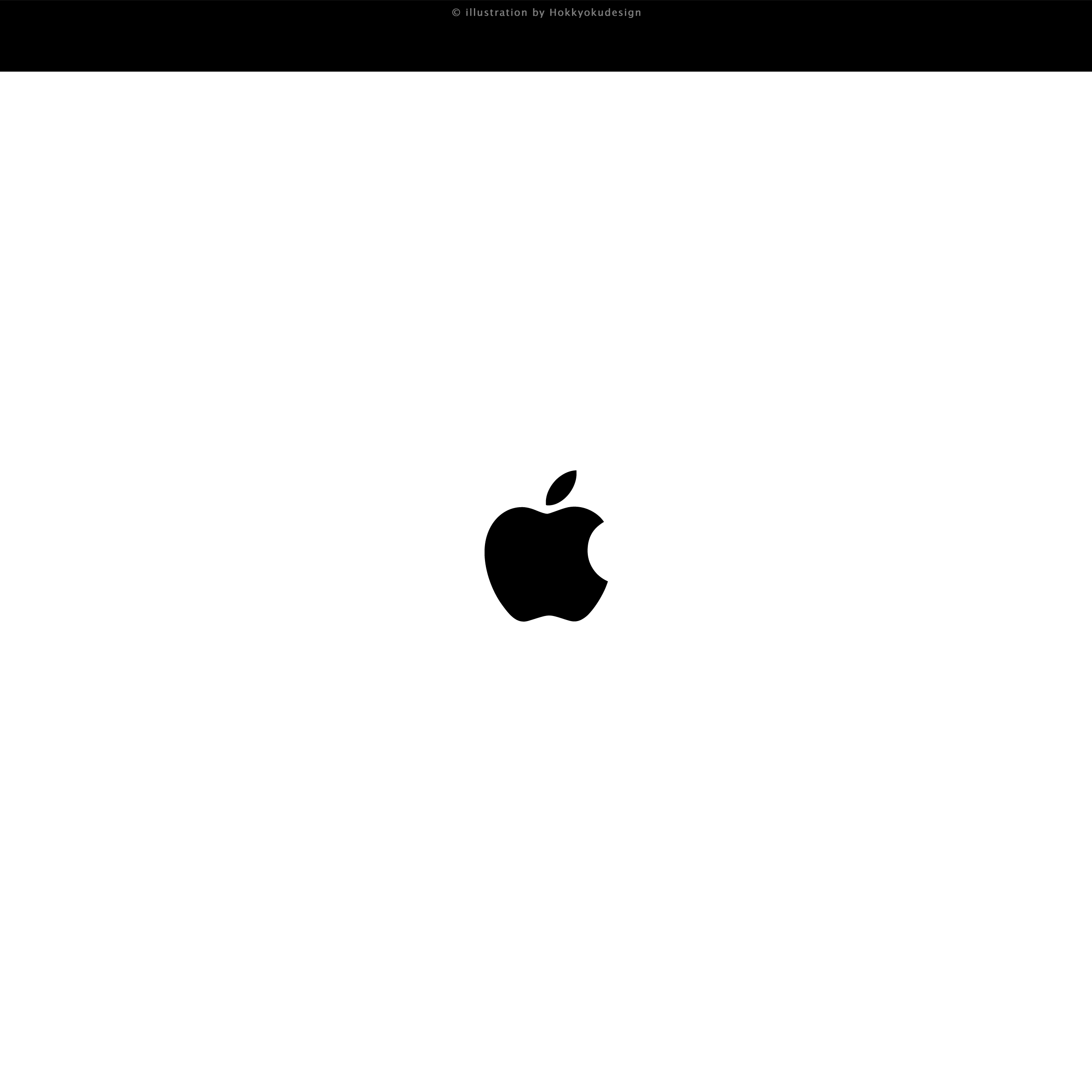 iPhone / Android用ドックが消える壁紙　Apple Mark white