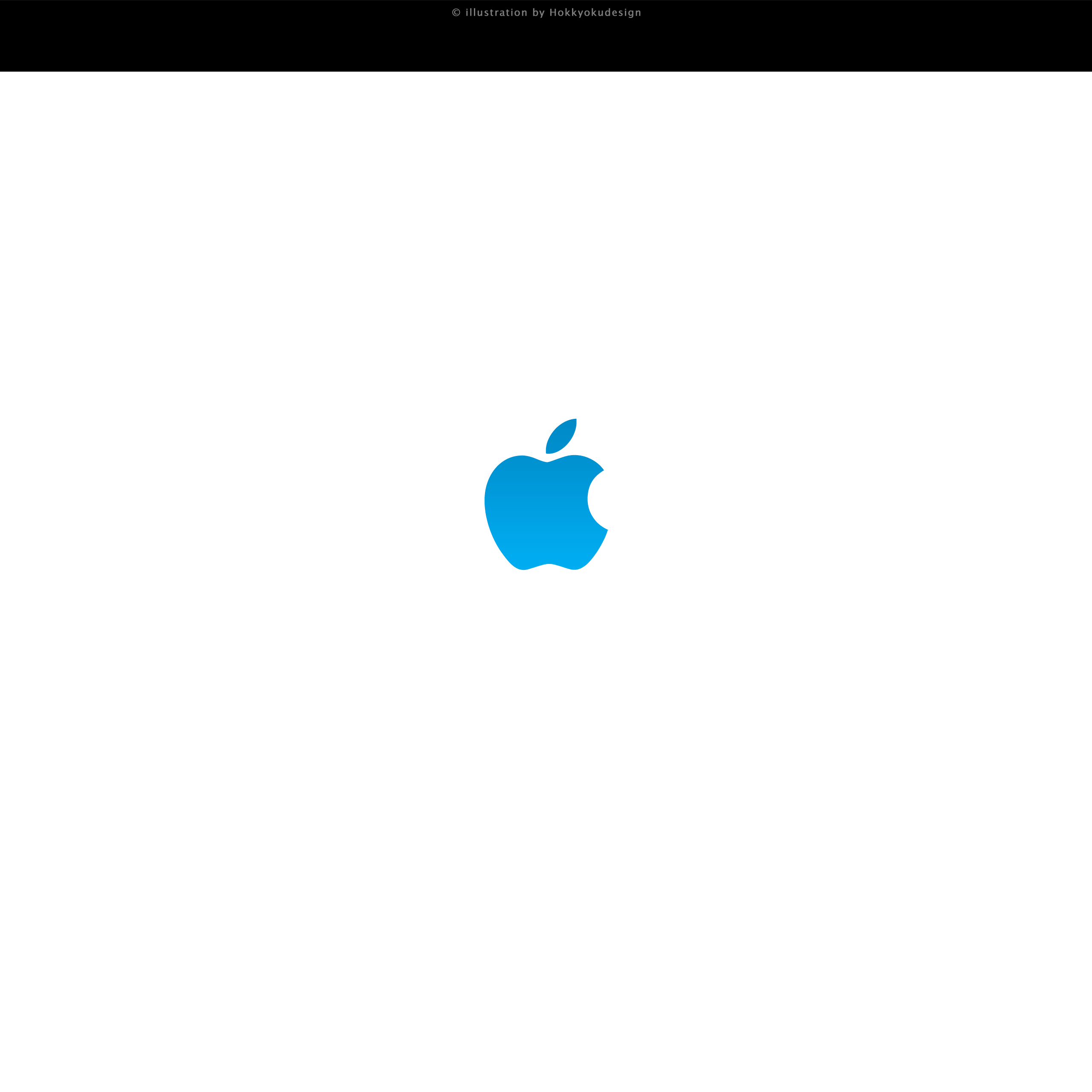 ドックが消える壁紙　Blue Apple white