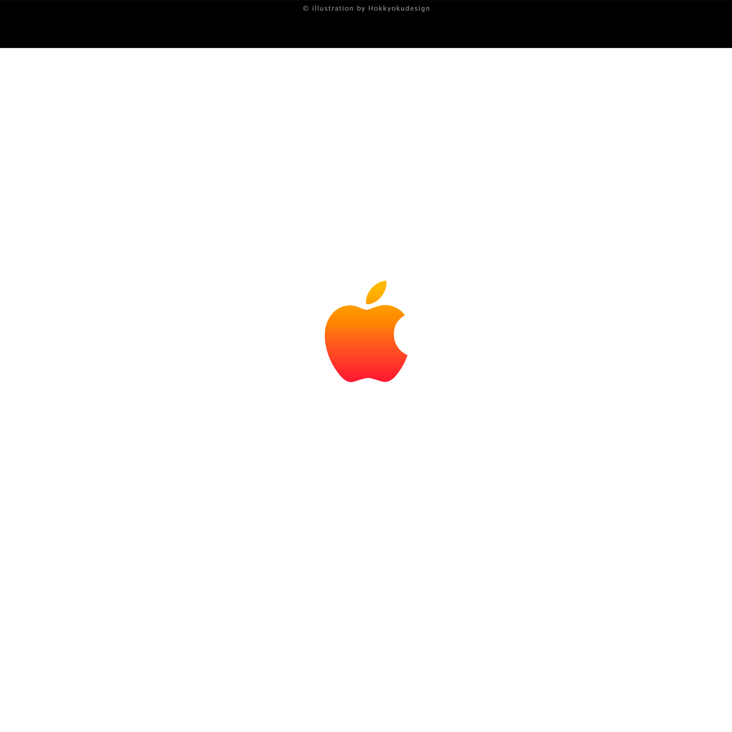 ドックが消える壁紙　Orange Apple white